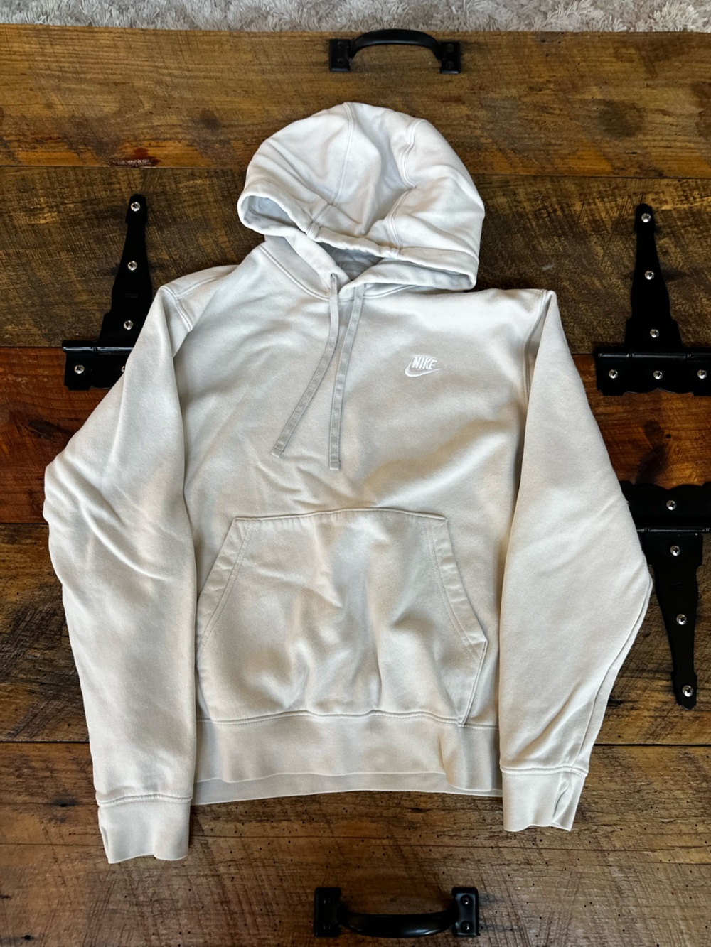 Nike Men's Light Cream Pullover Hoodie with Swoosh